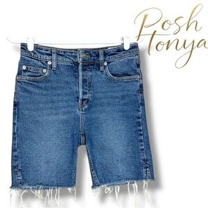 We The Free High Waist Denim Jean Shorts Button Fly Sz 26 Coastal Summer Casual